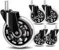 TESUMI Office Chair Wheels 3" Inch Roller Blade Rubber Chair Casters Replacement, Heavy Duty Quiet No Scratch Gaming Chair Wheel for Hardwood Floor Carpet, Set of 5, 11mm Universal Fit/Not for 1KEA