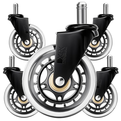 XINPENGKE Office ChairWheels - Replace Smooth and Durable Rubber Universal Wheels Heavy Duty Wheels - Suitable for Hardwood Flooring and Carpet -5-Piece Set