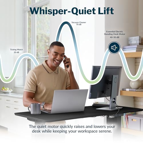 Vari Essential Electric Standing Desk for Home Office – 48x24 - White (Black)