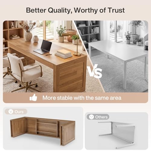Tribesigns Two Person Desk, 78.7-Inch Extra Long Desk, Farmhouse Double Computer Table, Large Writing Gaming Workstation for Home Office, Brown
