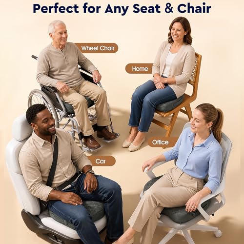 TushGuard Seat Cushion - Memory Foam Sitting Pillow for Office Chair, Car Seat, Airplane, Bleacher - Sciatica & Hip & Coccyx Pain Relief Desk Chair Cushion for Long Sitting Office Workers, Car Drivers