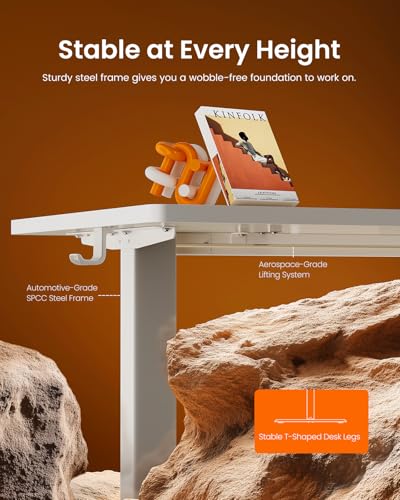 ErGear Height Adjustable Electric Standing Desk, 48 x 24 Inches Sit Stand up Desk, Memory Computer Home Office Desk, White