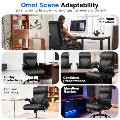 AreShark Office Chair - Executive High Back Breathable Comfy Desk Chair with Lumbar Support - Ergonomic Leather Rolling Swivel Computer Chair with Rock Function for Working Studying Gaming Relaxing