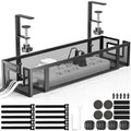 Under Desk Cable Management Tray, GZOKMOG 15.75" No Drill Cable Management Under Desk, Heavy Duty Metal Cord Organizer, Home Office Wire Management for Standing/Gaming Desk, 1 Pack Black