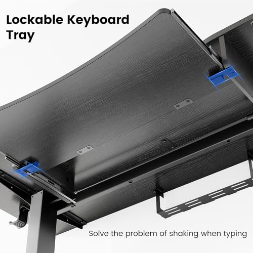 HUANUO 55" x 26" Electric Standing Desk with 2 Drawers & 26.7" Large Keyboard Tray, C-Clamp Mount Compatible, Adjustable Computer Desk for Home Office, Stand Up Desk with 4 Height Presets, Black
