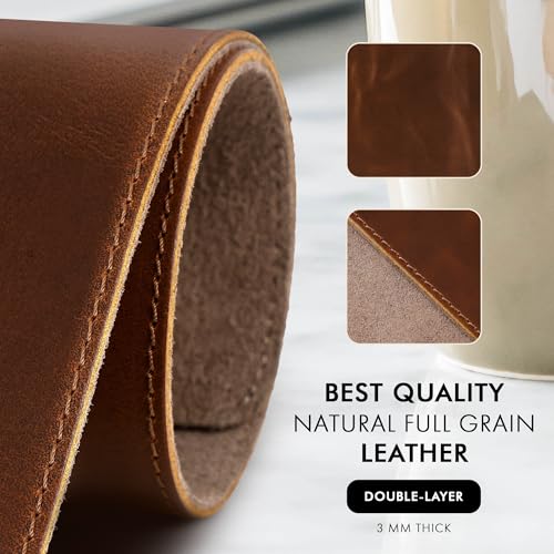 ELIZO Leather Desk Pad Real Leather Desk Mat Thick (3mm) Double Layer (32x16) Cover Blotter Desk Protector Large Computer Mat for Keyboard Mouse Pad Table Laptop Mat Office Accessories - Antique