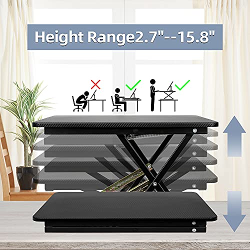 STANDNEE Standing Desk Converter, Height Adjustable Sit Stand Desk Converter, Fully Assembled Monitor Desk Riser for Standing or Sitting, Black, Pattern