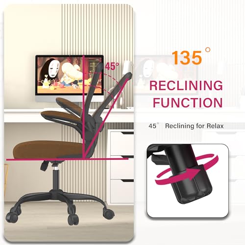 Mimoglad Office Chair, Ergonomic Desk Chair with Adjustable Lumbar Support, High Back Mesh Computer Chair with Flip-up Armrests-Task Chairs, Executive Chair for Home Office