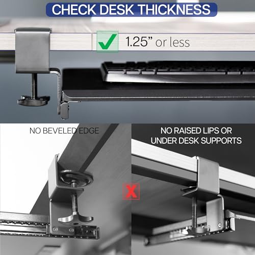 VIVO Large Keyboard Tray Under Desk Pull Out Platform with Pencil Drawer, Extra Sturdy C Clamp Mount, 27 (33 Including Clamps) x 11 inch Slide-Out Tray with Storage Drawer, Black, MOUNT-KB05-4D