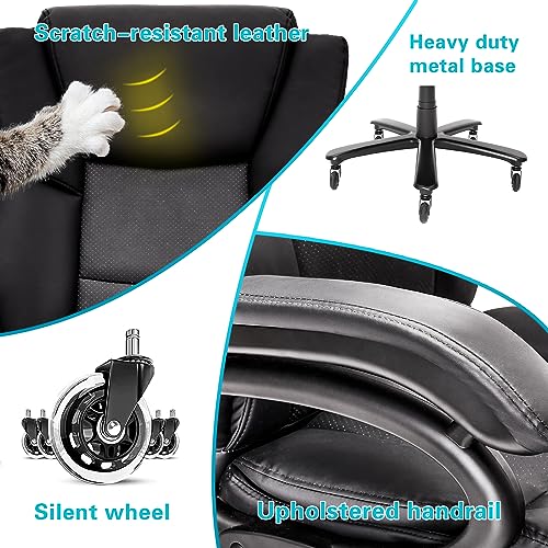 Indulgear 500lbs Big and Tall Office Chair, Heavy Duty Office Chair for Heavy People, High Back Executive Desk Chair with Adjustable Lumbar Support,Quiet Rubber Wheel,Pocket Spring Cushion