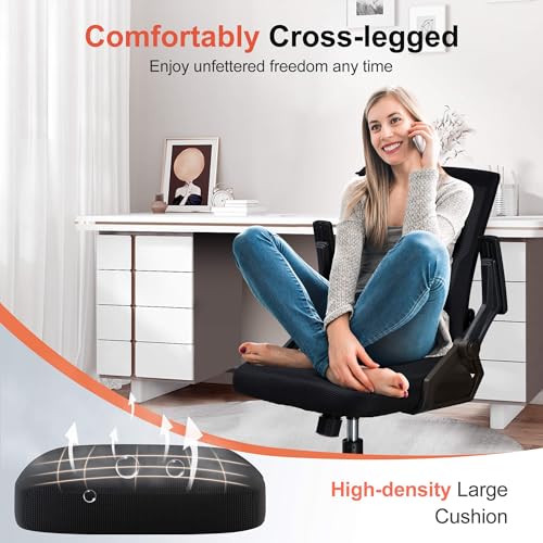GTPLAYER Ergonomic Office Chair with Flip-up Armrests Executive Computer Chair for Home Office, Breathable Mesh & Comfy Lumbar Support, Black