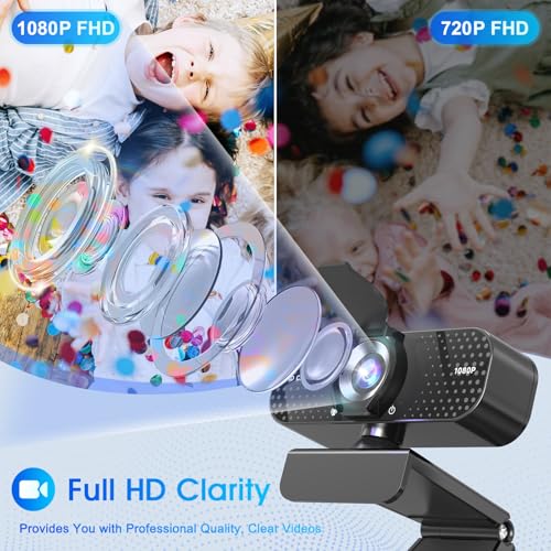 TRAUSI Webcam 1080P with Built-in Mic, Wide Angle & Privacy Cover for PC/Laptop, Plug & Play USB HD Computer Web Camera with Light Correction for Meetings, Streaming and Video Calling
