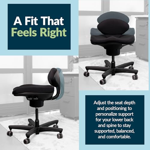Vari CoreChair – Ergonomic Armless Office Chair for Active Sitting, Core Support & Posture – Adjustable Seat Height & Depth – Compact Task Chair for Home Office Desk – 250 lb Capacity (Black)