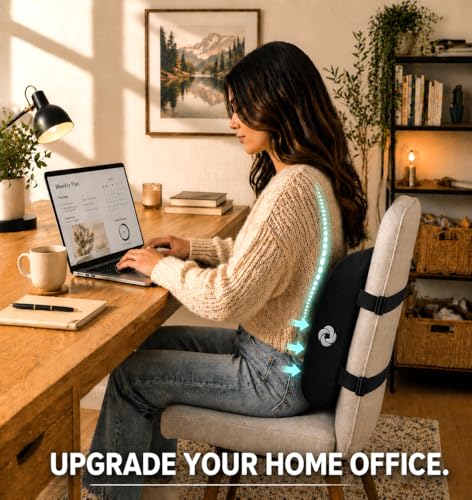 Samsonite Lumbar Support Pillow for Office Chair, Lower Back Support for Car, Back Pillow Desk Chair Cushion with Memory Foam, Improved Posture Backrest