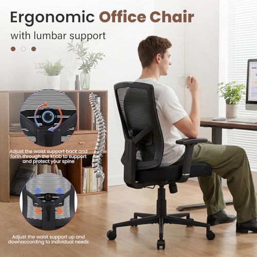 600lbs Big and Tall Office Chair with Adjustable Lumbar Support,Ergonomic Heavy Duty Office Chair for Heavy People,Mesh Desk Chair with Wide Seat for Home