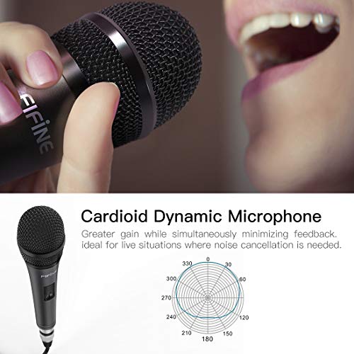 FIFINE Karaoke Microphone, Dynamic Vocal Microphone for Speaker, 6.35MM Wired Handheld Mic with On and Off Switch and 14.8ft Detachable Cable-K6