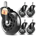 COMHOMA 5PCS Office Chair Wheels, Upgraded Heavy Duty Caster Wheel for Gaming Chairs, 4.5 Inch Smooth & Silence Rubber Wheels Fits Most Chair Replacement, Safe Casters for All Floor Carpet