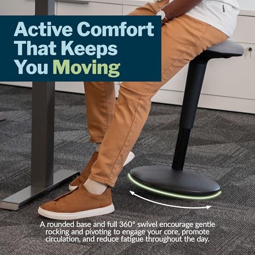 Vari Balance Stool for Standing Desk – Ergonomic Active Sitting for Home Office – Adjustable Height 22" to 29", 360 Degree Rocking Base, 275 lb Support – Black/Cool Grey
