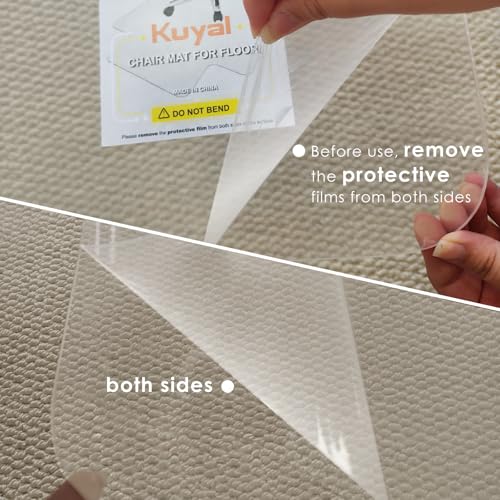 Kuyal 2 Pack 1/5" Thick Office Chair Mat, 40" x48" Heavy Duty Hard Computer Chair Mat, Under Desk Protector Carpeted Floors Mats, Easy Chair Movement, Can be Used on Carpet or Hard Floor, Ship Flat