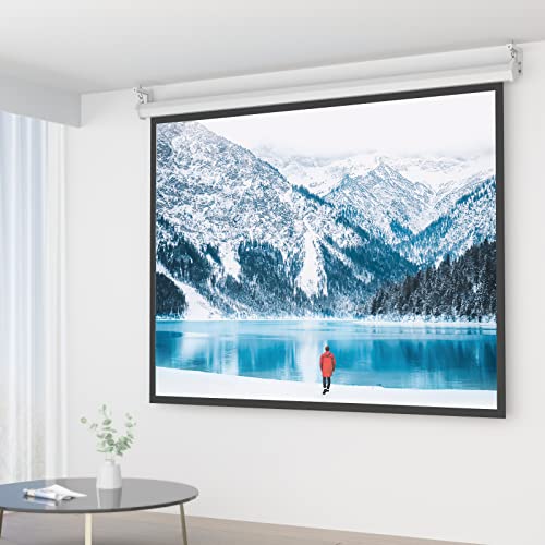 WALI Universal Projector Screen Ceiling Mount, Wall Hanging Mount L-Brackets, 6 inch Adjustable Extension with Hook Kit, Projector Screen Placement Hold up to 66 lbs (PSM001-W), White