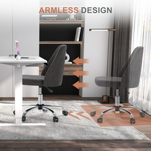 DUMOS Office Chair, Comfy Desk Chair Rolling Vanity Swivel Task Chairs with Wheels, Wide Seating Armless Height Adjustable Computer Chairs for Home,Bedroom,Student,Adults, Graphite