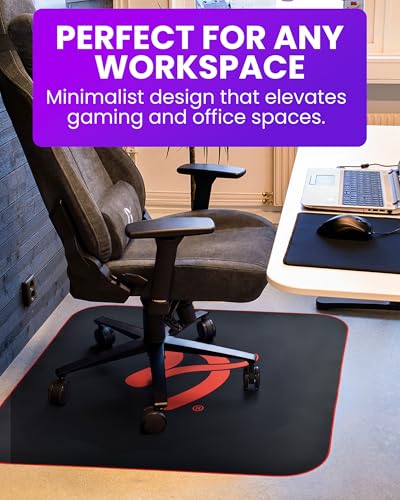 Arozzi Gaming & Office Chair Square Floor Pad with Anti-Slip Rubberized Grip for Noise-Dampening Comfort and Floor Protection - Black Red