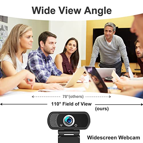 Hrayzan 1080p Webcam with Microphone, USB PC Camera 110-Degree Wide Angle Webcam with Tripod/Privacy Cover,Plug and Play Web Camera for Desktop Computer Laptop mac Video Conferencing Streaming