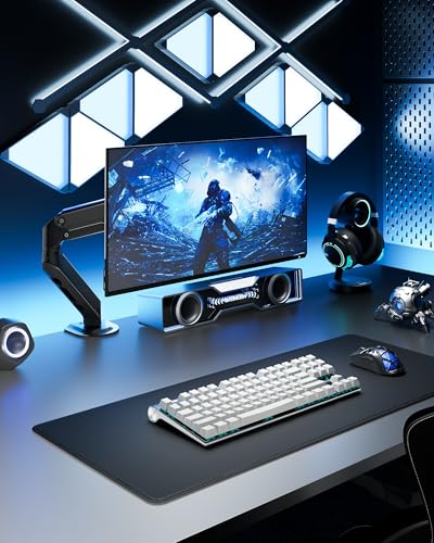 monTEK Single Monitor Arm Mount for 17-32 Inch Screens, Heavy Duty Steel Mechanical Spring Desk Monitor Stand, Full Motion Adjustable Monitor Arm with Clamp & Grommet, VESA 75/100, Holds up to 20lbs