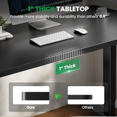 SIAGO Electric Standing Desk Adjustable - 60x28 Inch Sit Stand Desk with 1 Inch Thick Tabletop, Double Beam Frame, 3 Memory Height Adjustment, Cable Management for Home Office