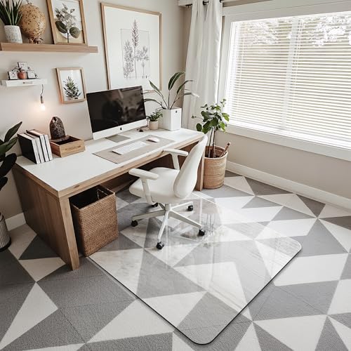 Furnbar Office Chair Mat for Carpet & Hardwood, Upgraded 36" x 48" Dual Use Tempered Glass Chair Mat for Chair and Footrest Under Desk