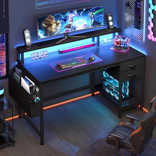 DurayLoly 40" Small Gaming Desk with Remote Control RGB Light for Teen Gamer,10m Full-Color Strip with Wireless Remote,20 Dynamic & 20 Lighting Modes, Effortless Control to Level Up Your Gaming Vibe
