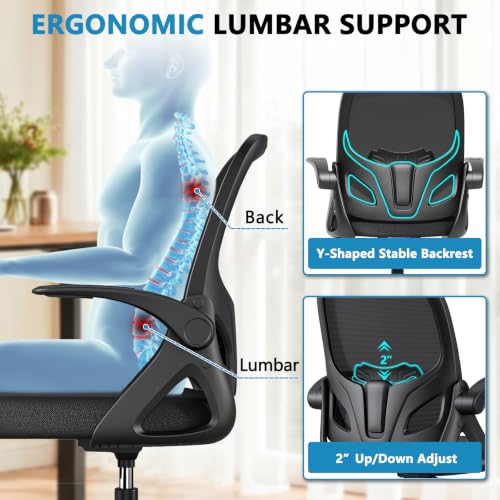 Kensaker Drafting Chair Tall Office Chair, Ergonomic Standing Desk Chair with Adjustable Foot Ring and Flip-up Armrests, Mesh Computer Chair for Art Studio, 300 LBS, Black