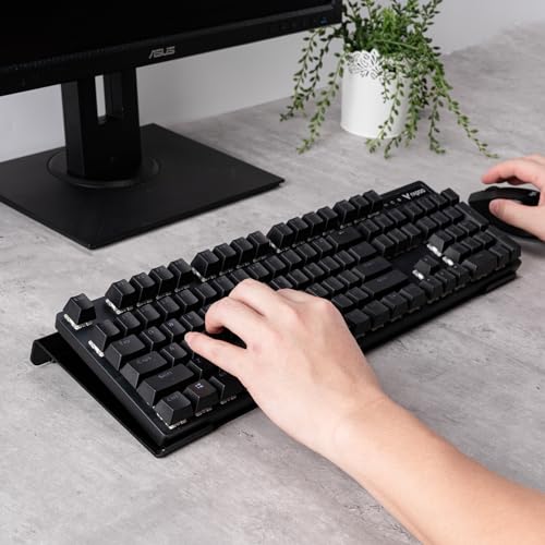 BOOMIBOO Black Acrylic Tilted Computer Keyboard Holder for Ergonomic Typing, Keyboard Stand with Silicone Anti-Slip Strip, 17 x 5.7 Inch Keyboard Tray for Office Desk, Home, School