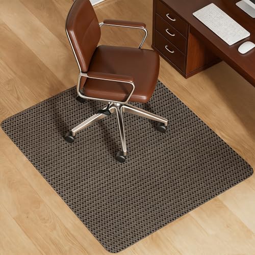 Yecaye Office Chair Mat for Hardwood Floor,36" x 48" Under Computer Desk Floor Protects for Rolling Chair,Non Slip PVC Woven Gaming Chair Mat,Not for Carpet (Blackbrown, 36" x 48")