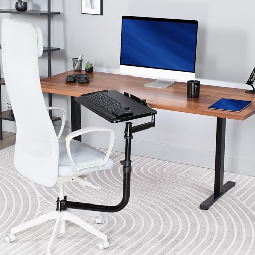 VIVO Office Chair Mounted 26 x 12 Inch Keyboard and Mouse Tray, Ergonomic Tilt, Full Motion 360 Degree Rotation, Black, MOUNT-KB18CP