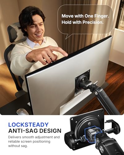 HUANUO FlowLift Pro Dual Monitor Mount for 13–32" Screens, MechaSpring Monitor Stand, Adjustable Monitor Arms for 2 Monitors with Tilt/Swivel/Rotation, Tool-Free VESA Mount, Max Load 19.8 lbs