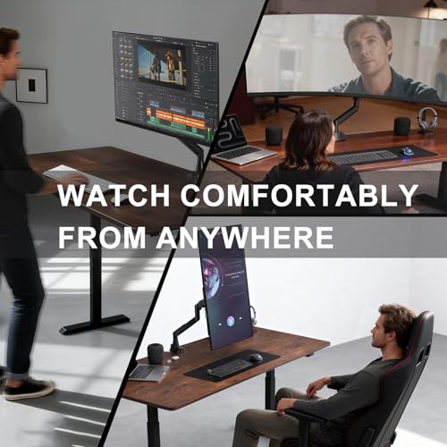 WALI Heavy Duty Single Monitor Arm for 17-49 Inch Flat Curved Ultrawide Screens, up to 33 Lbs, Adjustable Single Monitor Desk Mount for Home Office Gaming, VESA 75/100mm (GSM001XLN), Black