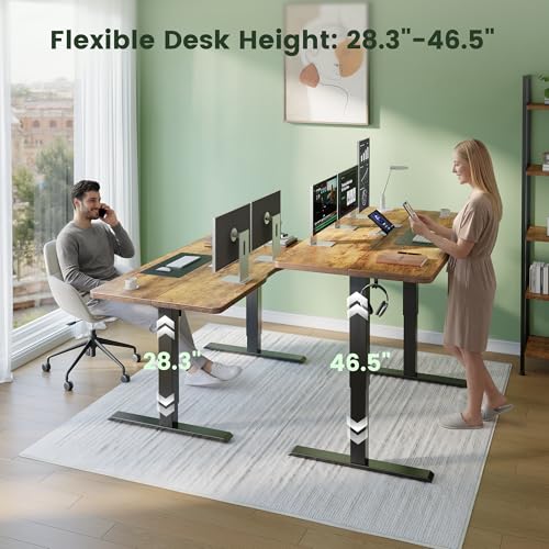 CubiCubi Standing Desk, 55 x 24 Inches Electric Height Adjustable Computer Desk, Sit Stand up Home Office Desk with Memory Presets, Rustic Brown