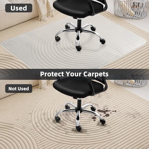 YumHome Office Chair Mat for Carpet Floor, Heavy Duty Desk Chair Mat for Low/No Pile Carpeted Floors, Anti Slip Carpets Protector for Home Office (48" x 30")