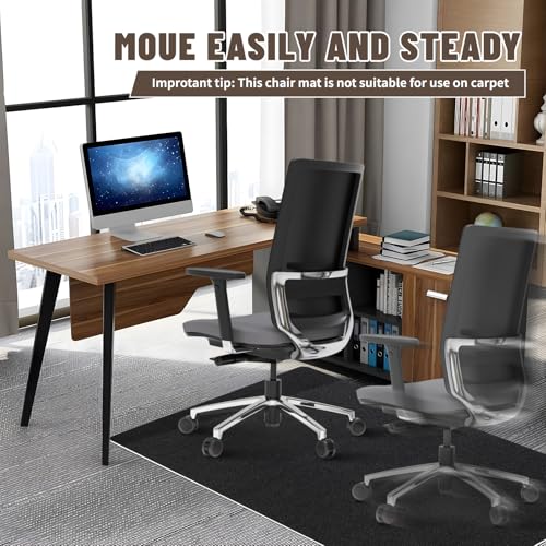Riveroy Office Chair Mat - for Hardwood Floors, Large Non-Slip Easy-Clean Floor Protection Blanket (Black, “48 x 36in”).