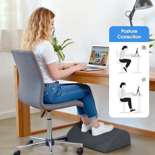 ComfyInLove Foot Rest for Under Desk at Work - Non-Slip Foot Stool with 3 Adjustable Heights, Ergonomic Under Desk Footrest with Washable Cover for Leg Elevation, Desk, Home, Office, Car (Dark Grey)