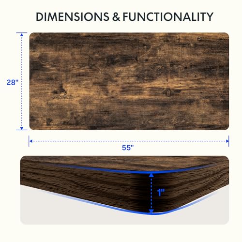 FLEXISPOT EN2 Whole-Piece Standing Desk with Clamp Power Strip, 55 x 28 Electric Stand Up Height Adjustable Desk with Cable Management (Black Frame + 55" Rustic Brown Desktop, 2 Packages)