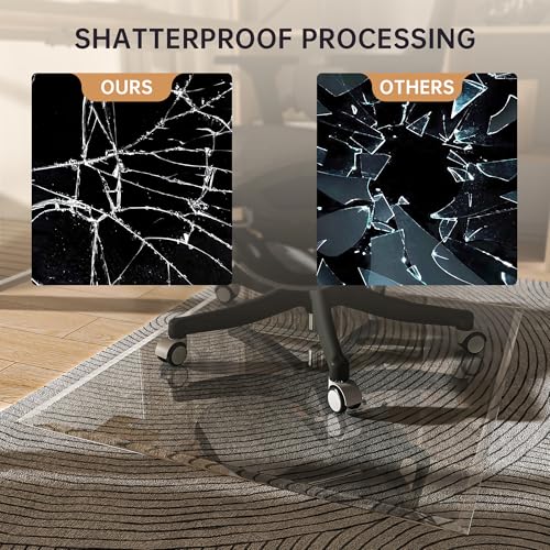 55“x46” Beveled Edge Tempered Glass Chair Mat, 5MM Thick, 1000Lbs Weight Capacity, Clear Ultra-Smooth, Suitable for Hardwood Floors & Carpet, Anti-Scratch Anti-Yellow, Home Office Use