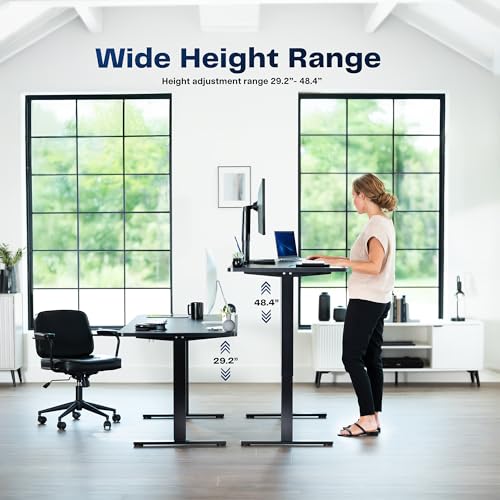 VIVO Electric 43 x 24 in Standing Desk, Memory Height Adjustment, 1B Series, Holds 220 lbs, Dark Walnut Top, Black Frame, DESK-1B4D