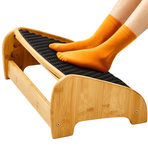 HUANUO Bamboo Under Desk Footrest, Ergonomic Seat Cushion