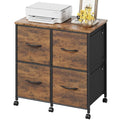 HIGDBFE 4 Drawer Lateral File Cabinet, Mobile Filing Cabinet for Large Printer, Home Office Functional Office Storage Cabinet & Printer Stand, Fits Letter/A4, Fabric Drawer, Rustic Brown