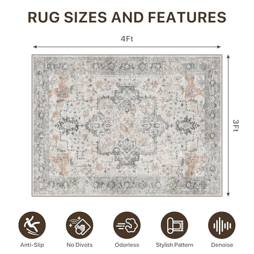 36"x48" Office Chair Mat for Hardwood Tile Floor, Under Desk Carpet Protector for Rolling Computer Chair Mat, Machine Washable Area Rug, Anti-Slip 1/5" Thick Low Pile Thin Vinyl Floor Mat, Taupe