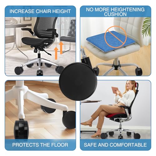 5 Pcs 4'' Extra Large Chair Wheels for Carpet, Large Office Chair Wheels, Heavy Duty Office Twin Chair Casters Replacement 7/16 x 7/8 Grip Ring for Furniture Hardwood Floor Computer Desks