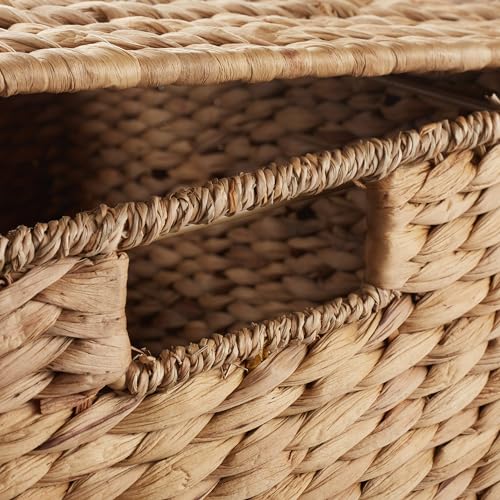 Casafield Rolling Filing Cabinet, Natural - Water Hyacinth File Organizer with Lid and Locking Wheels, Home Office Storage for Hanging Folders