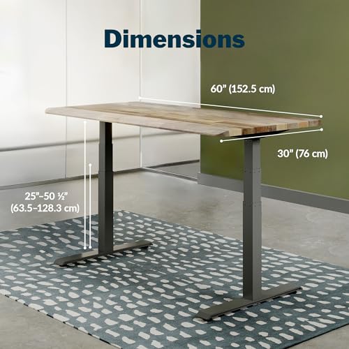 Vari ComfortEdge 60x30 Inch Adjustable Electric Standing Desk – Sit Stand VariDesk with Memory Presets, Sloped Edge, 200 LB Capacity + Tool-Free Assembly (Reclaimed Wood)